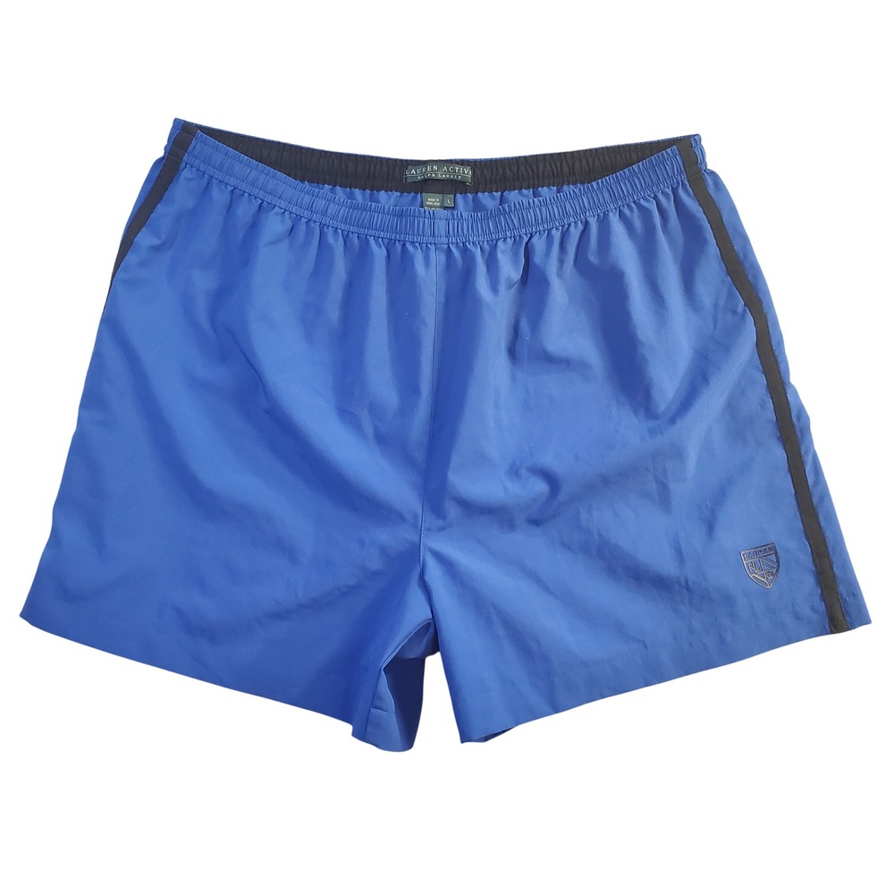 Lauren Active Ralph Lauren Womens Blue Track Shorts Side Stripe Crest Size L